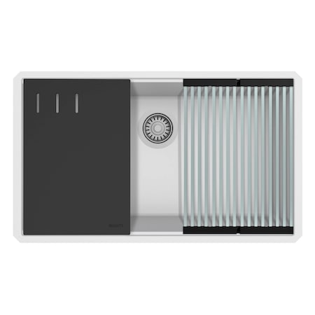 Ruvati 33-inch Granite Composite Workstation Undermount Kitchen Sink Single Bowl White RVG2306WH